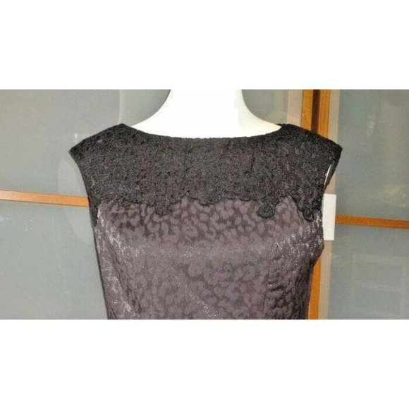 Adrianna Papell Lace Yoke Jacquard Dress Black 8 NEW - Picture 4 of 10